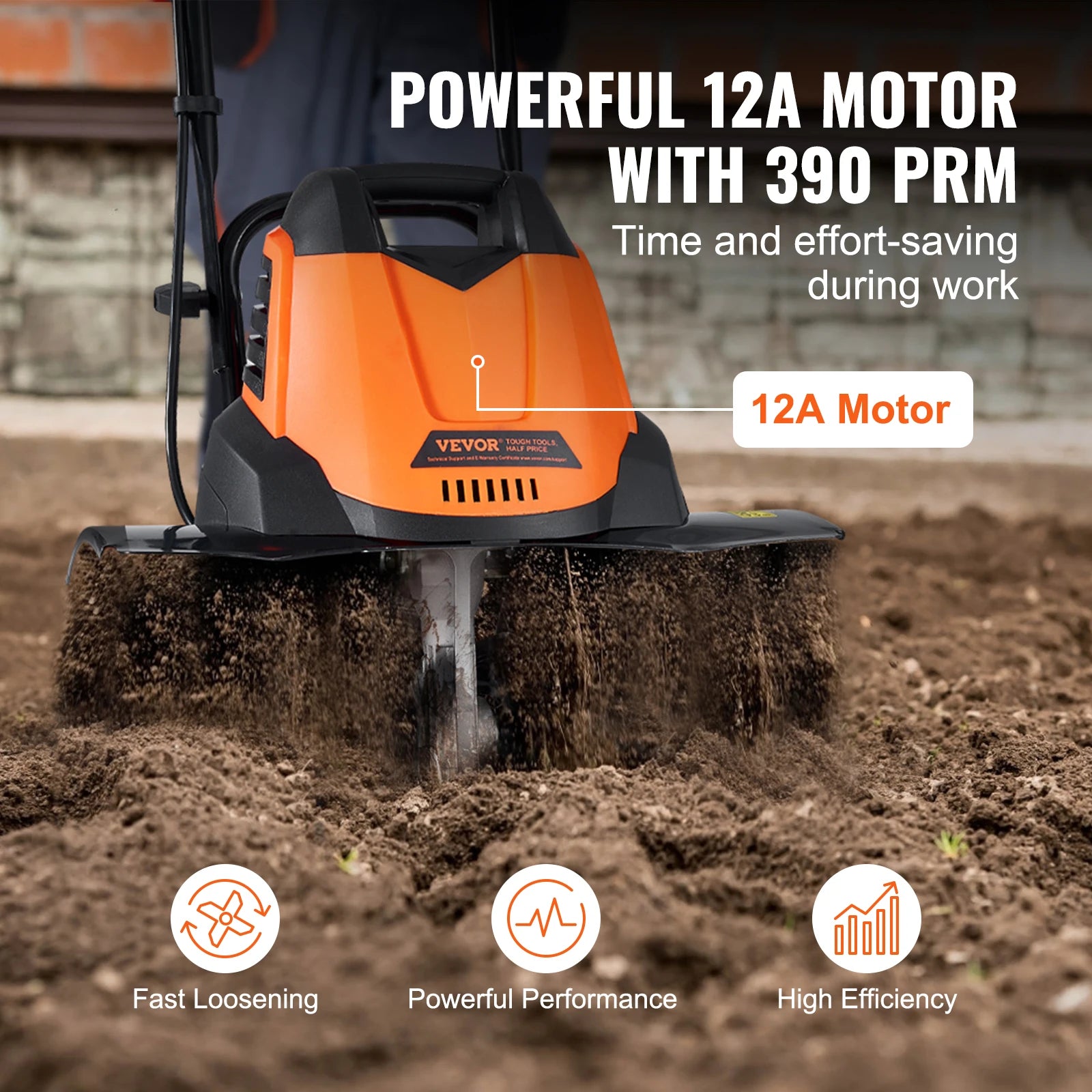12 Amp Corded Electric Tiller/Cultivator, 18" W x 3.94" D