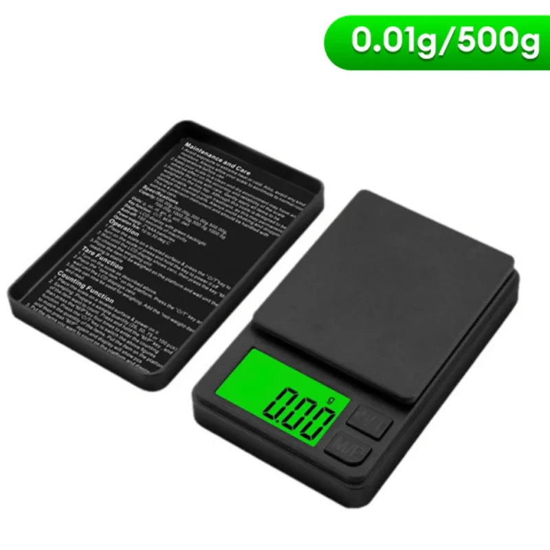 Mini high-precision LCD digital pocket scale 1kg/0.1g 500g/0.01g jewelry scale food scale kitchen mini gram scale with backlight