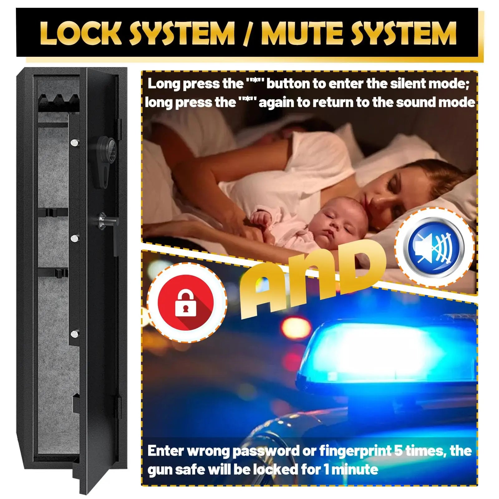 KAER 4-5 Gun Safes,Gun Safe for Rifles and Pistols,Shotgun Rifle Safe,Gun Safes for Rifle and Shotguns,Long Gun Cabinets with Fi