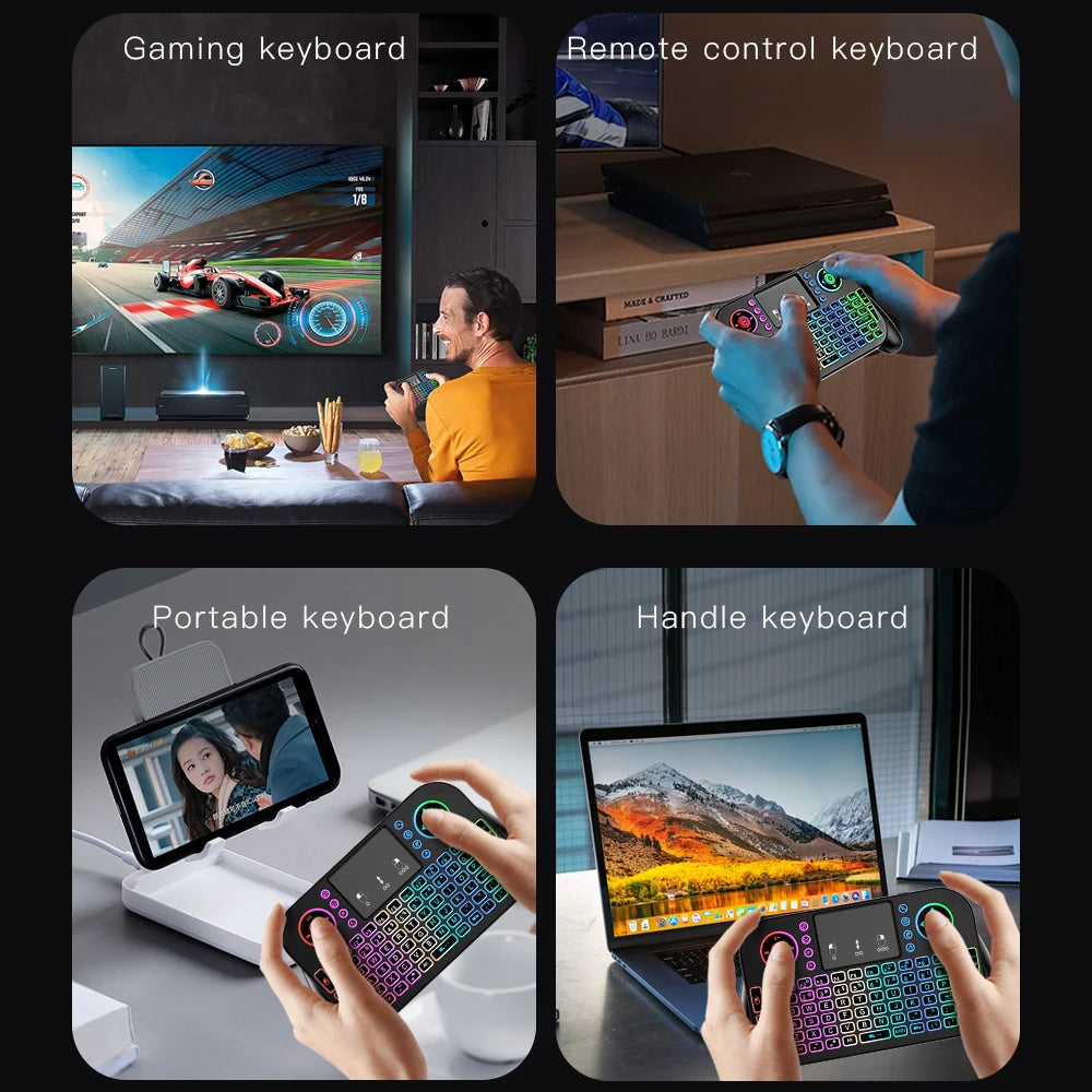 Mini Wireless Keyboard V8 2.4G Bluetooth 7 Color Backlit Portable Air Mouse Remote Control Touchpad for Android TV Box