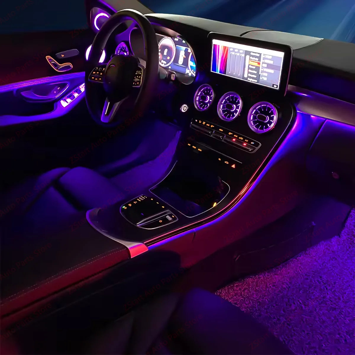 64 Colors Led For Mercedes-Benz C GLC W205 X253 Coupe For AMG C43 C63 MB Led Door Dashboard Lamp Air Vent Nozzle Ambient Light