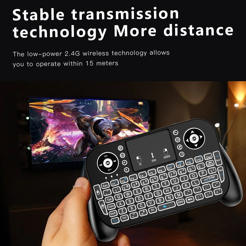 Mini Wireless Keyboard V8 2.4G Bluetooth 7 Color Backlit Portable Air Mouse Remote Control Touchpad for Android TV Box