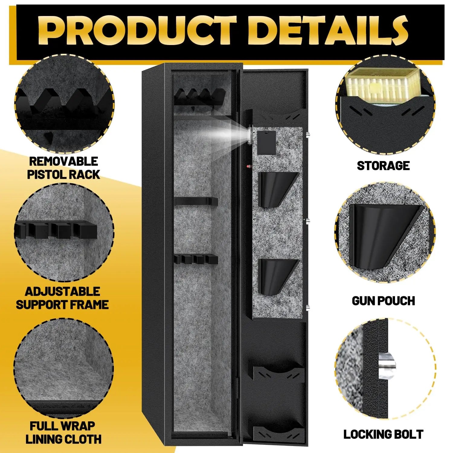 KAER 4-5 Gun Safes,Gun Safe for Rifles and Pistols,Shotgun Rifle Safe,Gun Safes for Rifle and Shotguns,Long Gun Cabinets with Fi