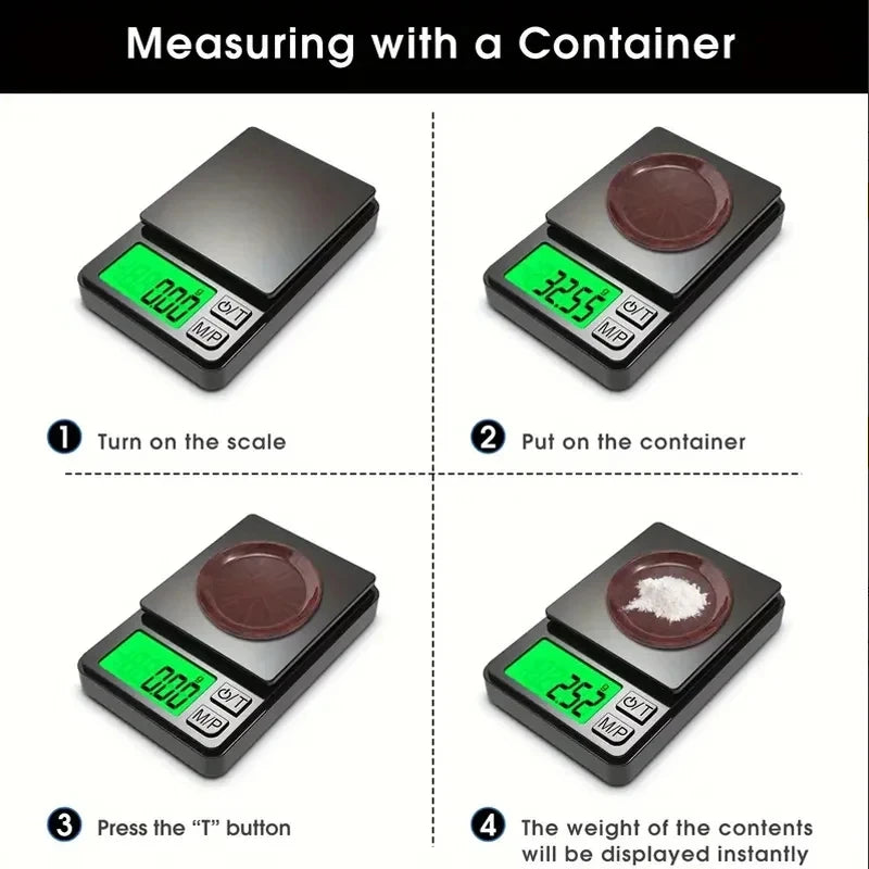 Mini high-precision LCD digital pocket scale 1kg/0.1g 500g/0.01g jewelry scale food scale kitchen mini gram scale with backlight