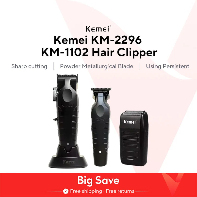 Kemei KM-2296 KM-2299 KM-1102 Hair Clipper Kit Men's Electric Shaver Hair Trimmer Machine Professional Hair Cutting Machine